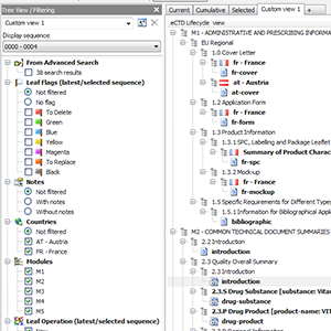 Filtering in eCTD Viewer