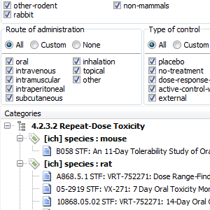 STF display and filtering in eCTD Viewer